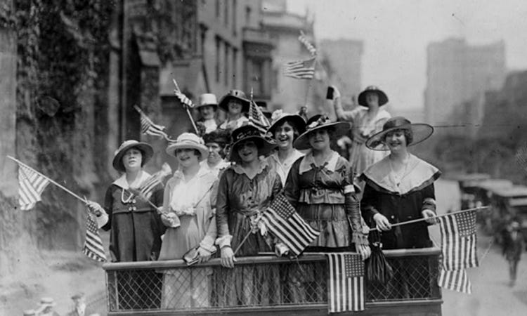 Women parade through the streets of New York City, ca. 1910. George Grantham Bain Collection (Library of Congress)