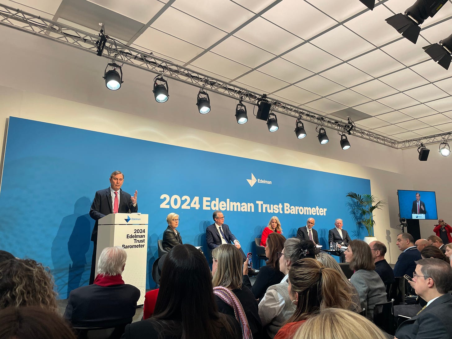 Edelman CEO Richard Edelman speaks at the 2024 World Economic Forum.