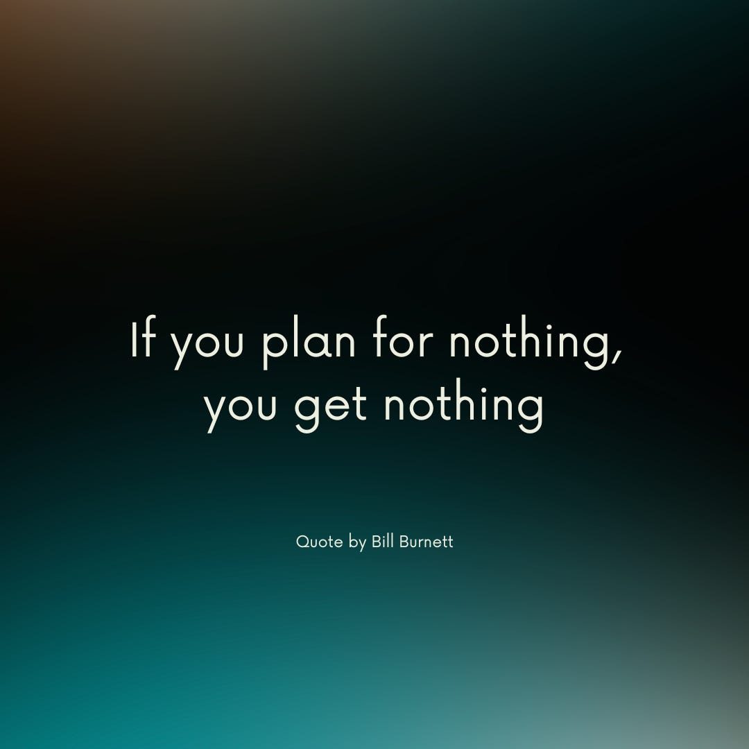 Quote by Bill Burnett: If you plan for nothing, you get nothing
