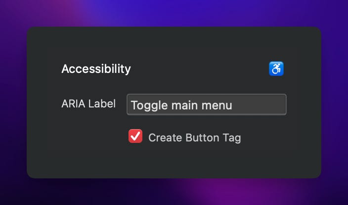 Offcanvas Helper accessibility settings