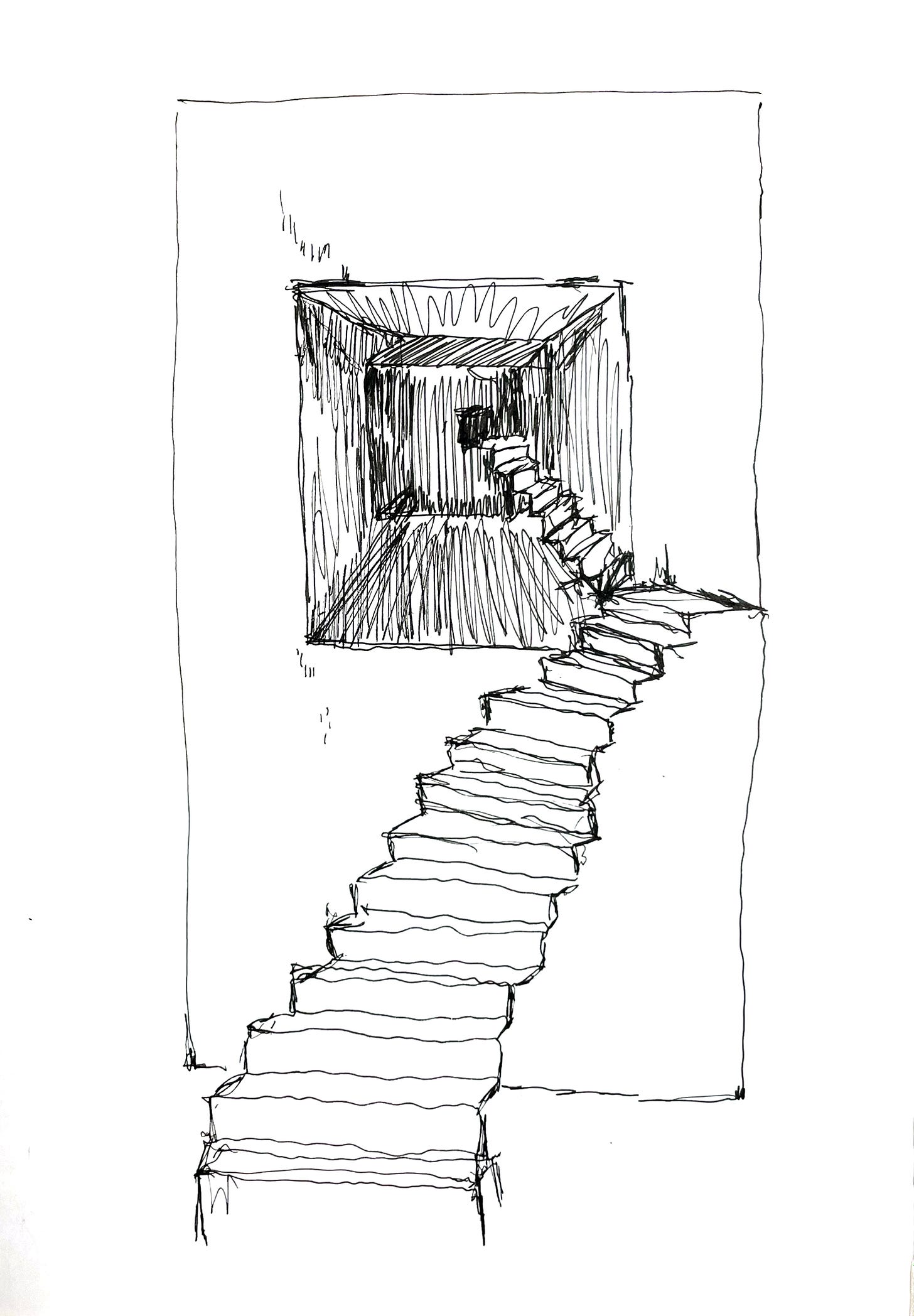 Notebook sketch of staircase.