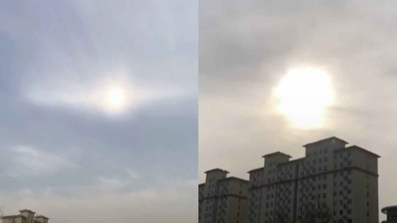 Incredible 'two suns' phenomenon spotted over N China city - YouTube