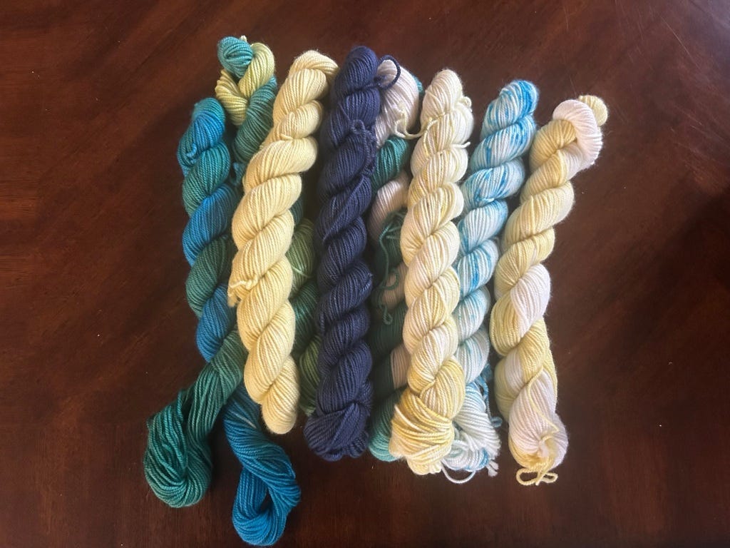 Elf Advent Yarn, Finished Socks, 4 WIPs & More Florida Knitting Adventures for December 16