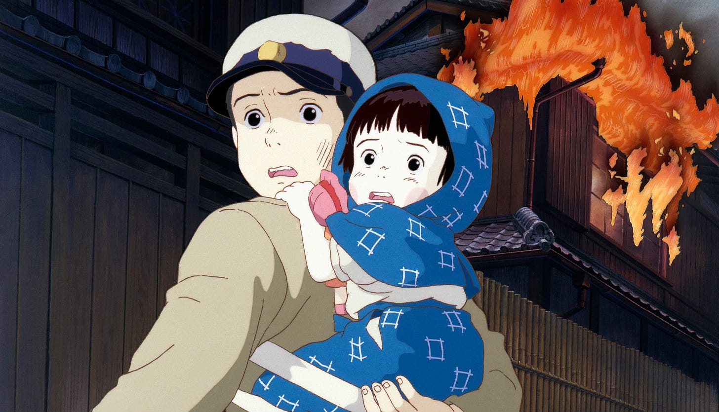 Frame from Isao Takahata's 1988 animated classic film Grave of the Fireflies