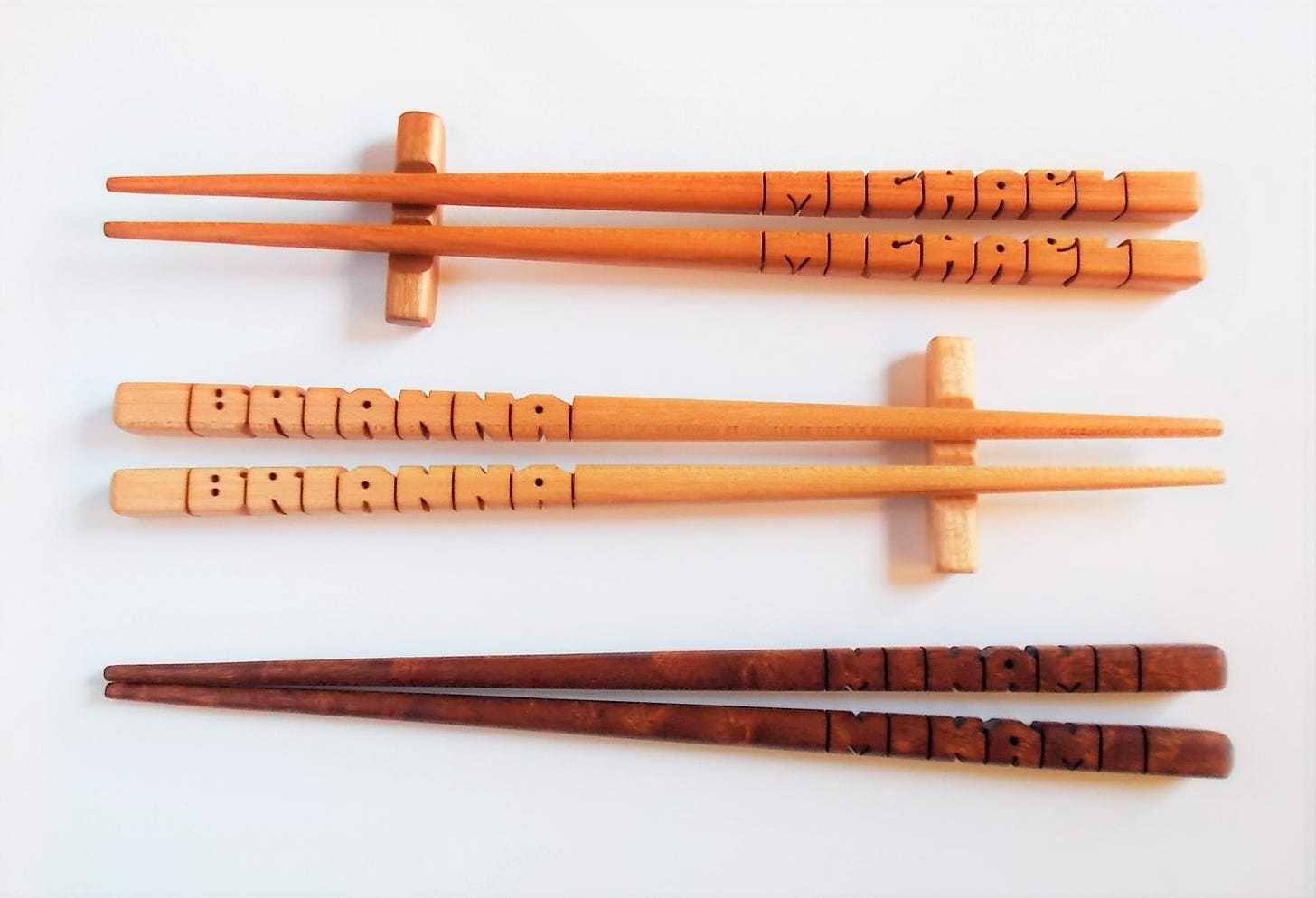 Cherry, Maple and Sapele Name Chopsticks