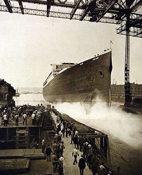 File:SS Bismarck being launched, Hamburg, Germany, June 20, 1914 (28115073051).jpg