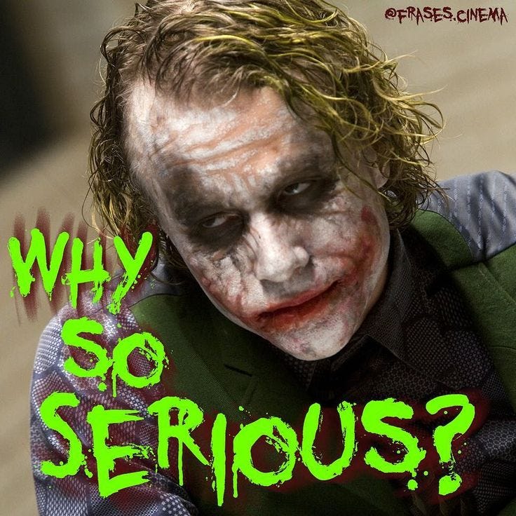 Frases de Cinema on Instagram: “"Why so serious?" / "Por que tão sério?" Joker (Heath Ledger ...