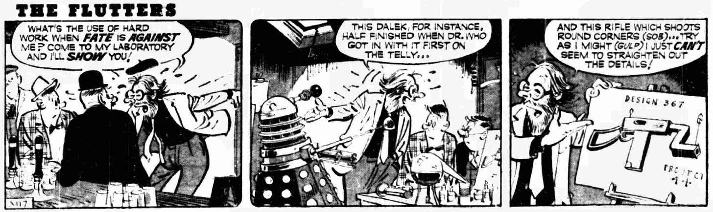 The Flutters cartoon featuring a Dalek from the Daily Mirror