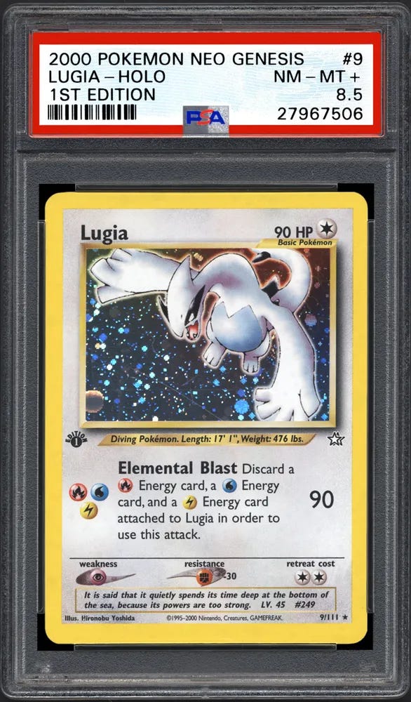 lugia holographic pokemon card