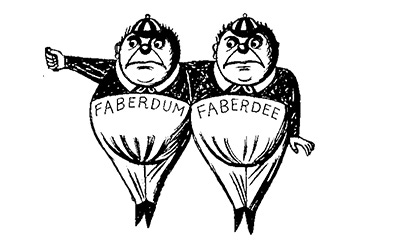 Cartoon twins called Faberdum and Faberdee