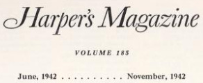 Harper's Magazine title page, 1942