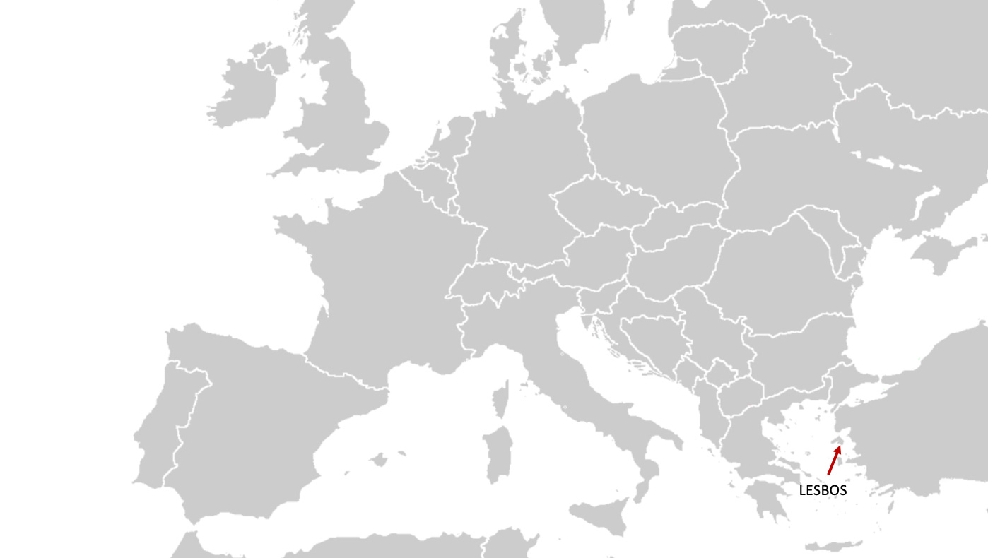 Map showing location of Lesbos