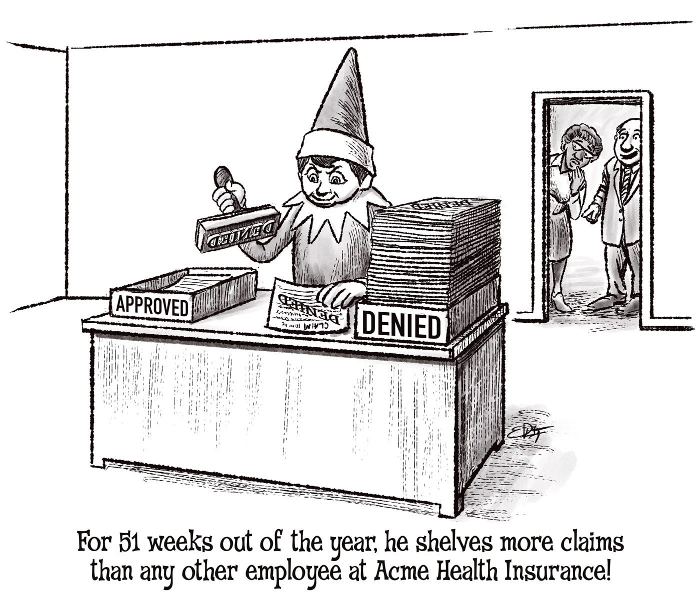 InsuranceElfthatShelves Cartoon by ER Flynn