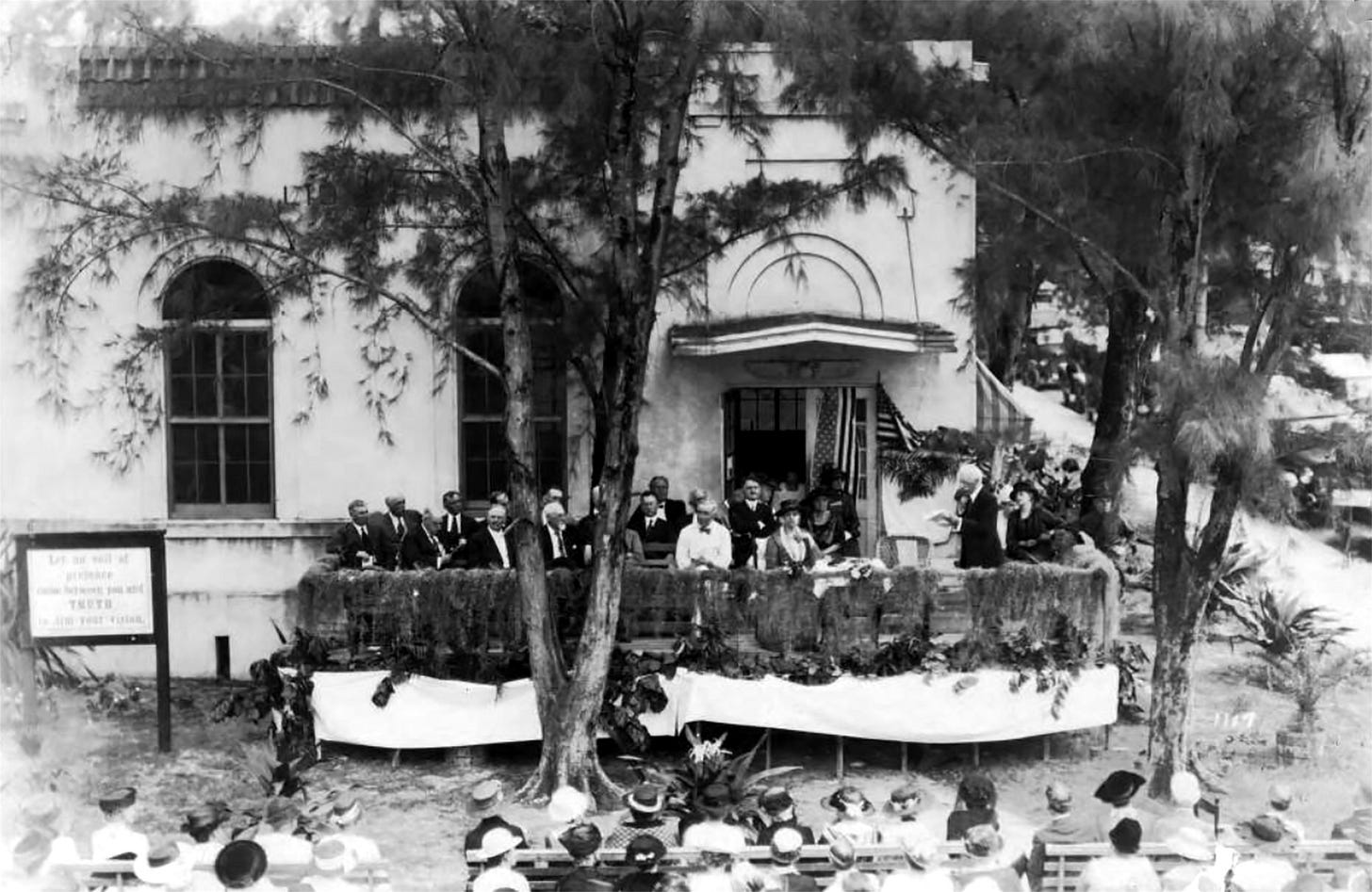 Figure 1: James Ingraham giving a speech from the entrance of the Miami Woman’s Club on November 5, 1920. Courtesy of HistoryMiami Museum. Figure 1: James Ingraham giving a speech from the entrance of the Miami Woman’s Club on November 5, 1920. Courtesy of HistoryMiami Museum.