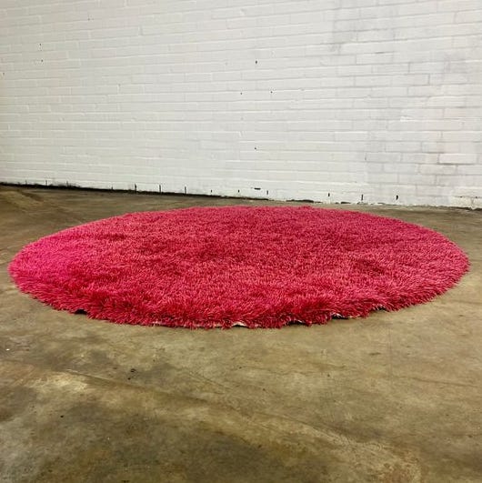 A pink shag rug