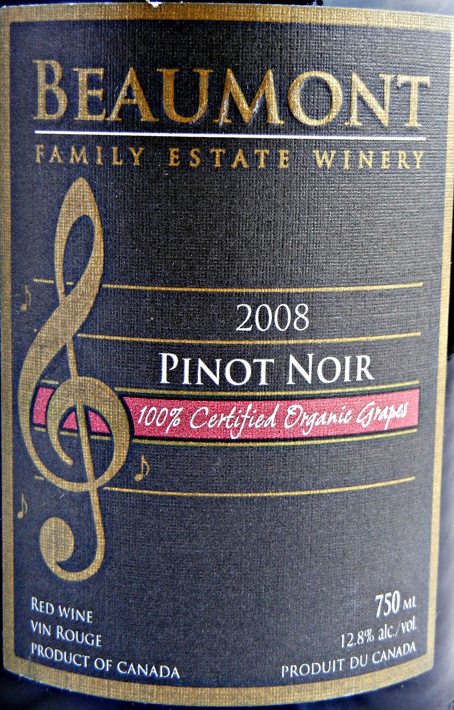 Beaumont Pinot Noir 2008 Label - BC Pinot Noir Tasting Review 23 
