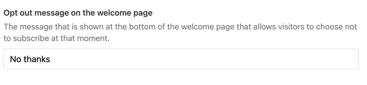 Substack Opt out message on the welcome page