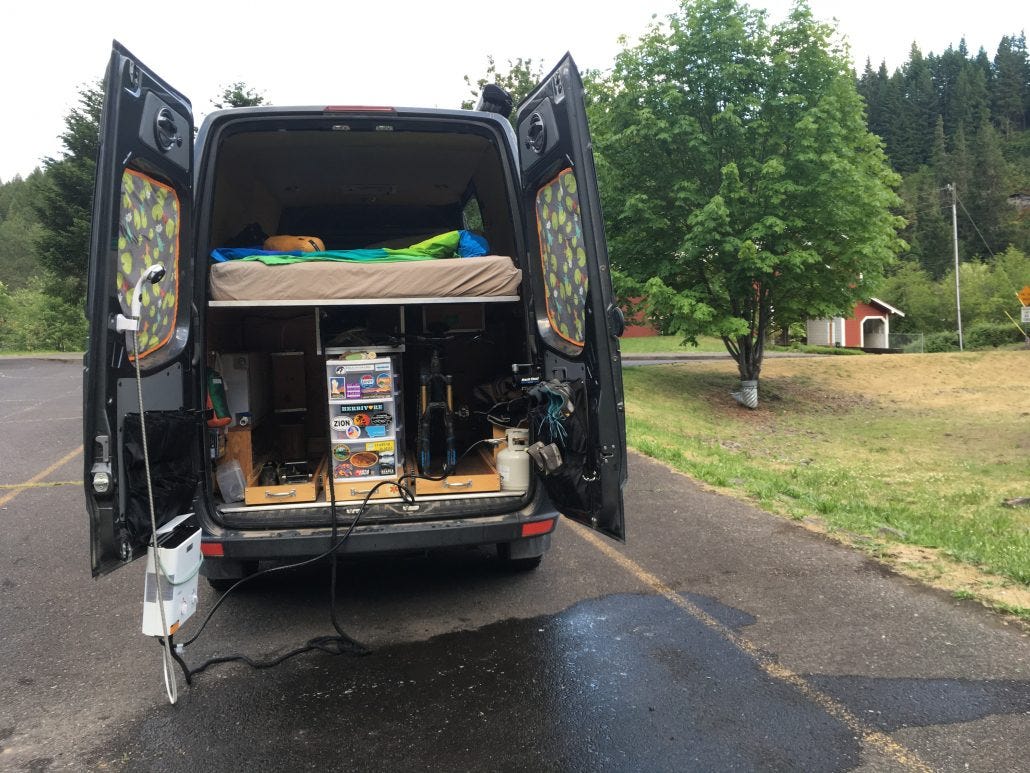 Propane shower camper van