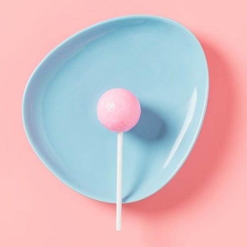 lollipop in blue plate