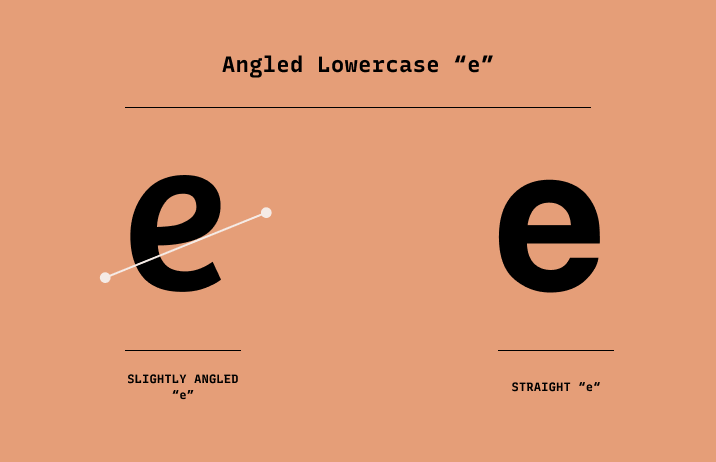 Bree font detail: angled lowercase “e”