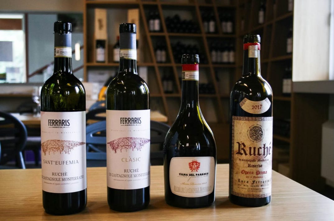 Ferraris Ruché wines lineup