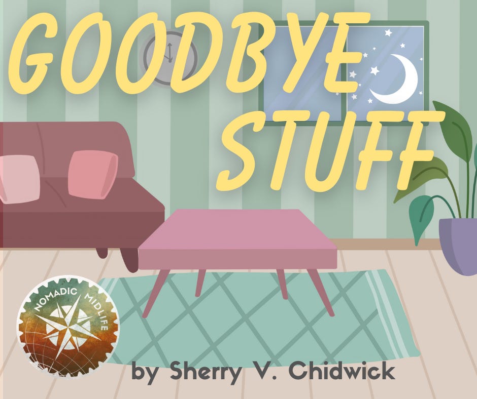 a play on the cover of Goodnight Moon, but called Goodbye Stuff