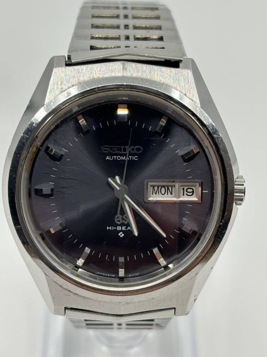 SEIKO セイコー グランドセイコー　6146-8050 ハイビート　カットガラス　純正ブレス　黒文字盤　メンズ　腕時計　不動　ジャンク