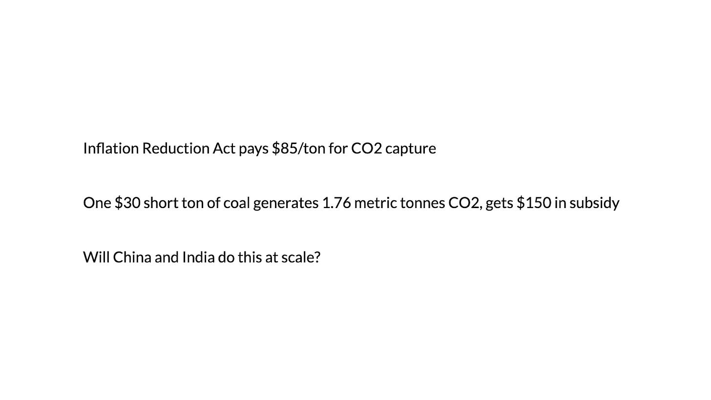 Inflation Reduction acts pays $85/ton for CO2 capture