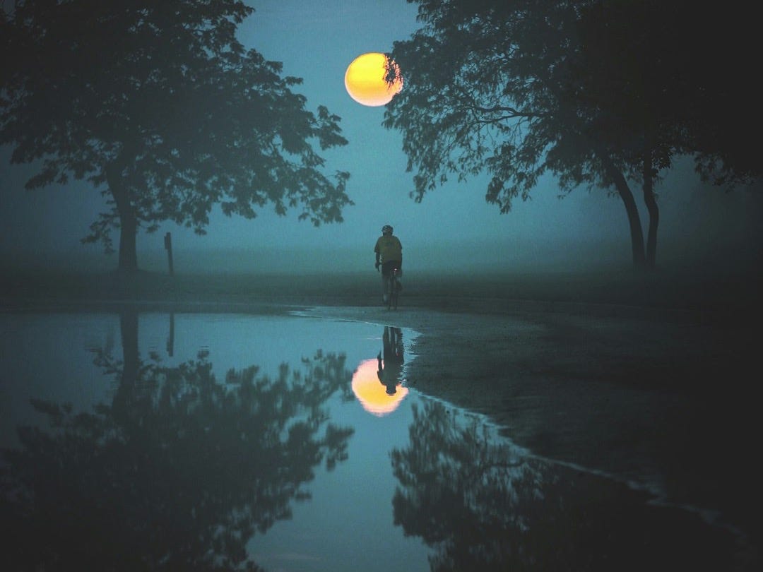 person standing and looking at moon