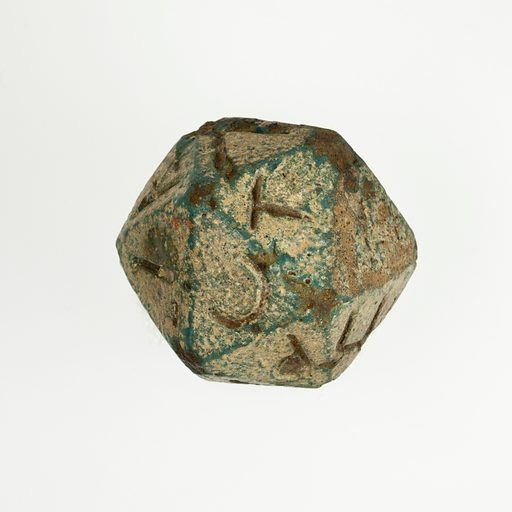 Twenty-sided die (icosahedron) with faces inscribed with Greek letters. Date: 2nd century B C.–4th century A D, Ptolemaic Period–Roman Period. From Egypt. Accession number: 101301159.