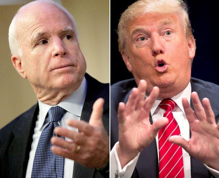 donald trumps lowers the bar by warning john mccain