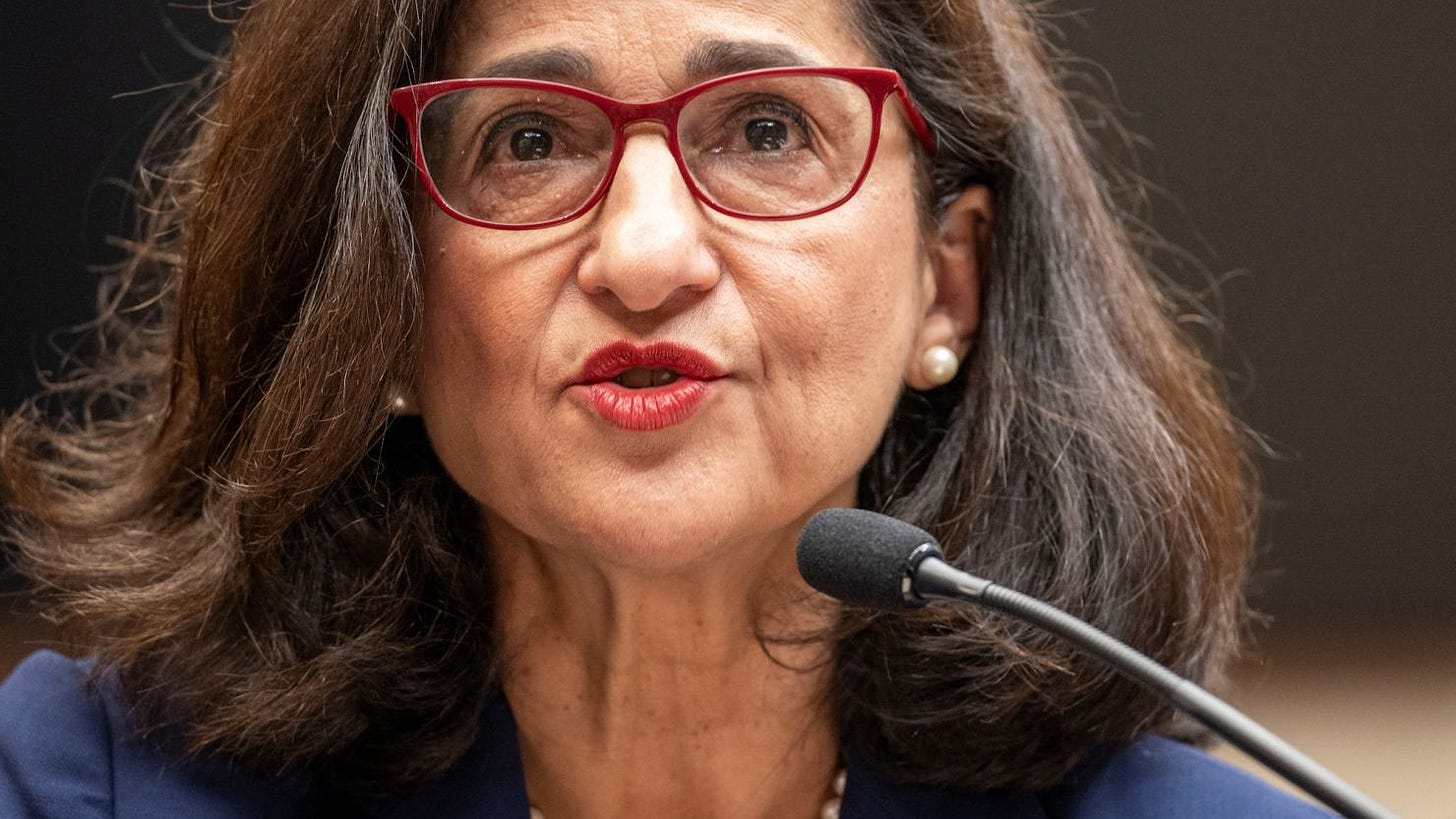 Columbia University President Nemat "Minouche" Shafik testifies before a House Education and the Workforce Committee hearing on Capitol Hill on April 17, 2024.