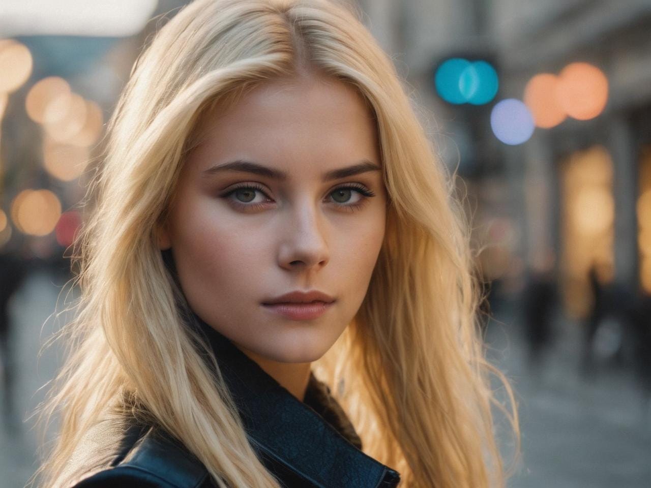 AI generated image of a beautiful blonde girl