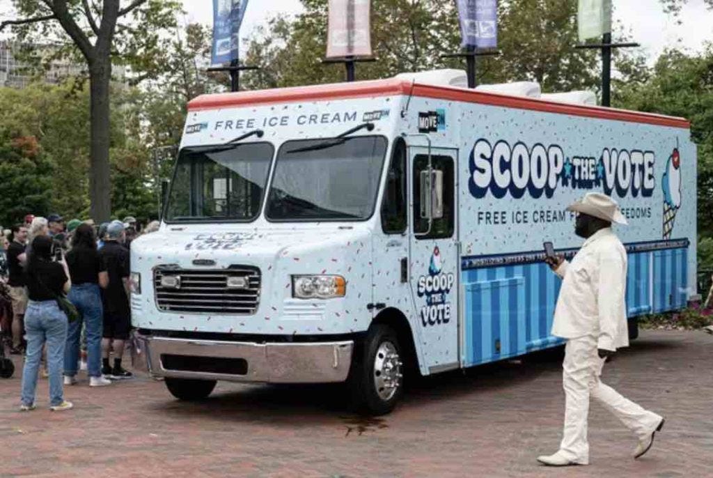 Ben and Jerry along with MoveOn launch Scoop The Vote bus tour