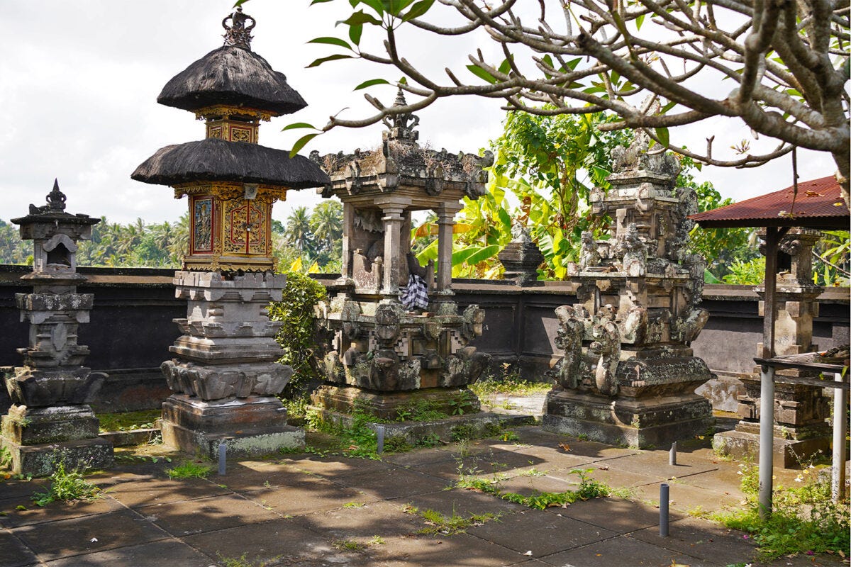 Shrines in a subak temple complex in Lotudunduh.