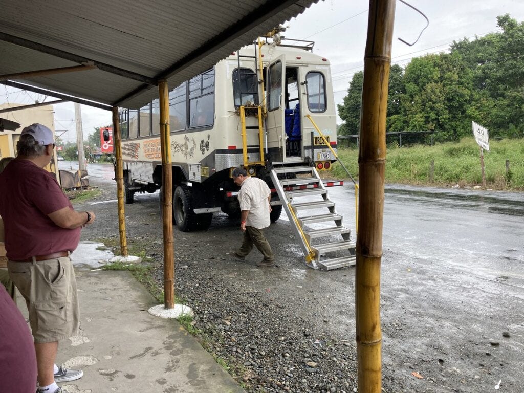 rear entrance to monster bus in costa rica