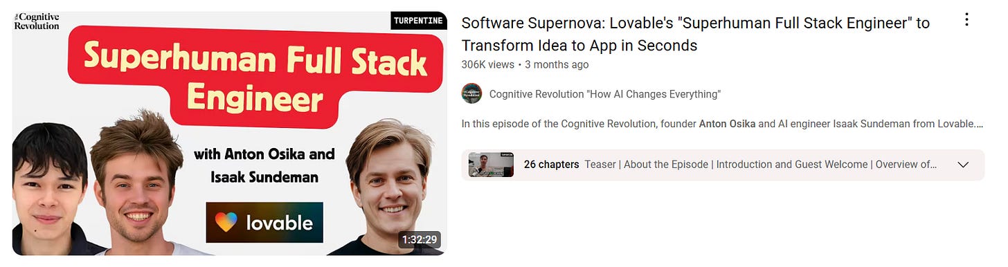 Podcast Lovabl Anton Osika and Isaak Sunderman Cogntive Revolution