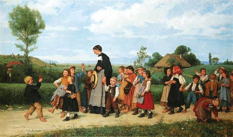 The school walk, 1872 - Albrecht Anker