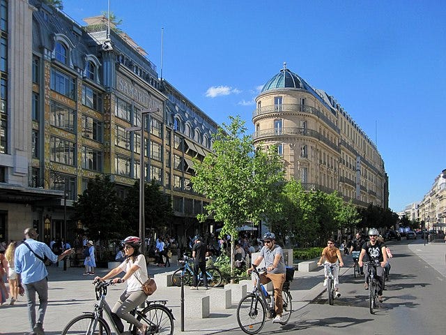cyclists in Paris, France