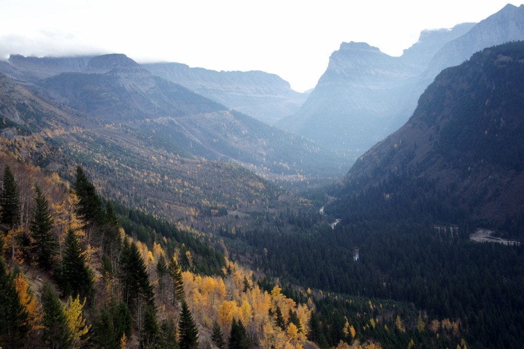 Going-to-the-Sun Road valley view fall colors