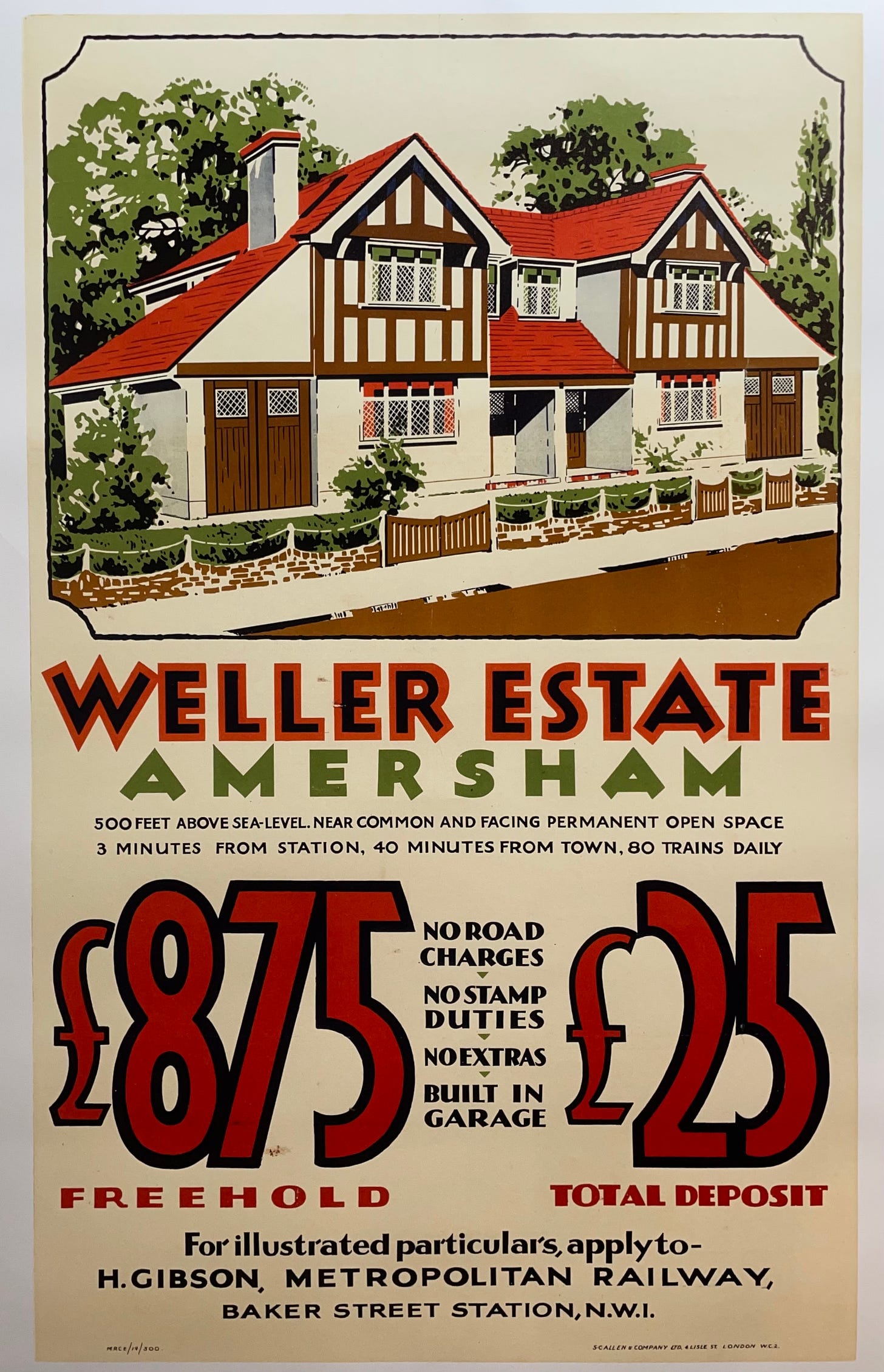 A poster advertising new homes in the Weller Estate Amersham