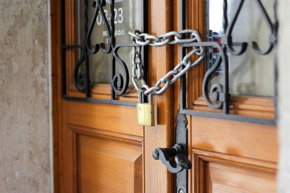 Door locked with chains.