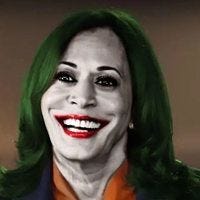 Kamala Harris Joker Vibes meme depicting the VP in Joker face paint or makeup with green hair.