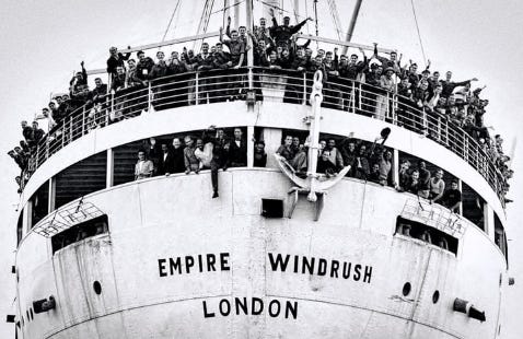Front (bow) image of the ship the Empire Windrush
