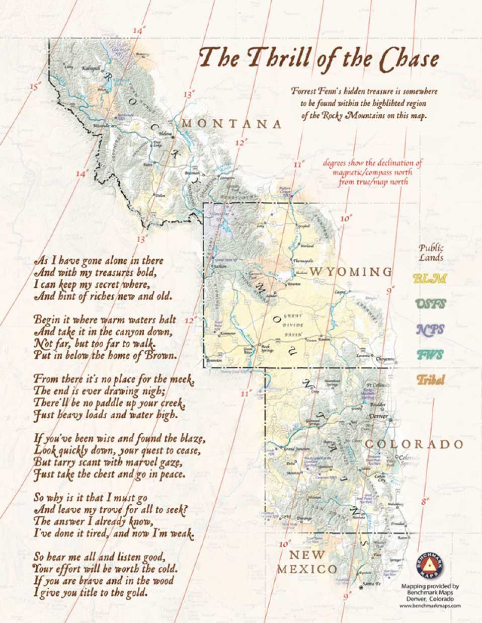 Forrest Fenn's Treasure Poem and Map of the Rocky Mountains