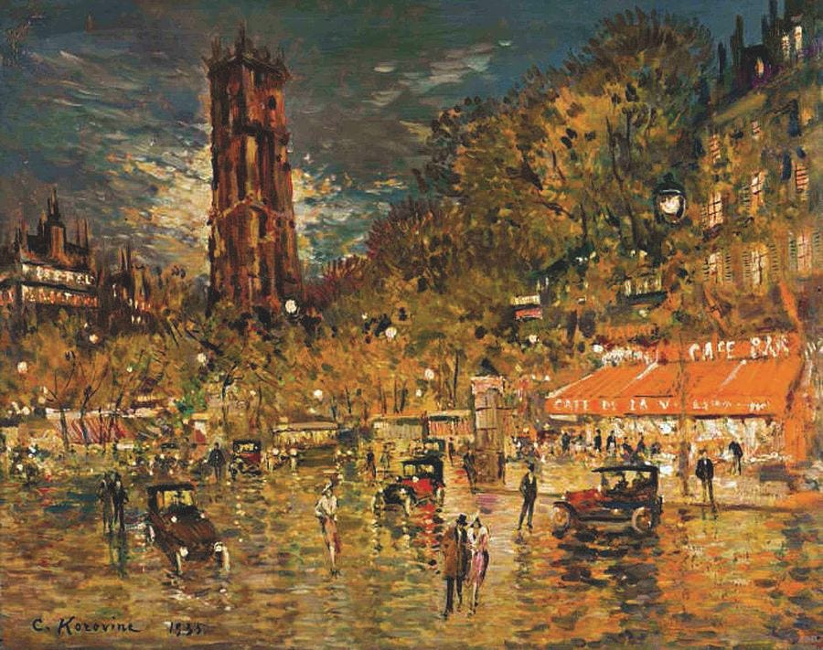 Konstantin Korovin 1861 1939 Paris at night by Artistic Rifki