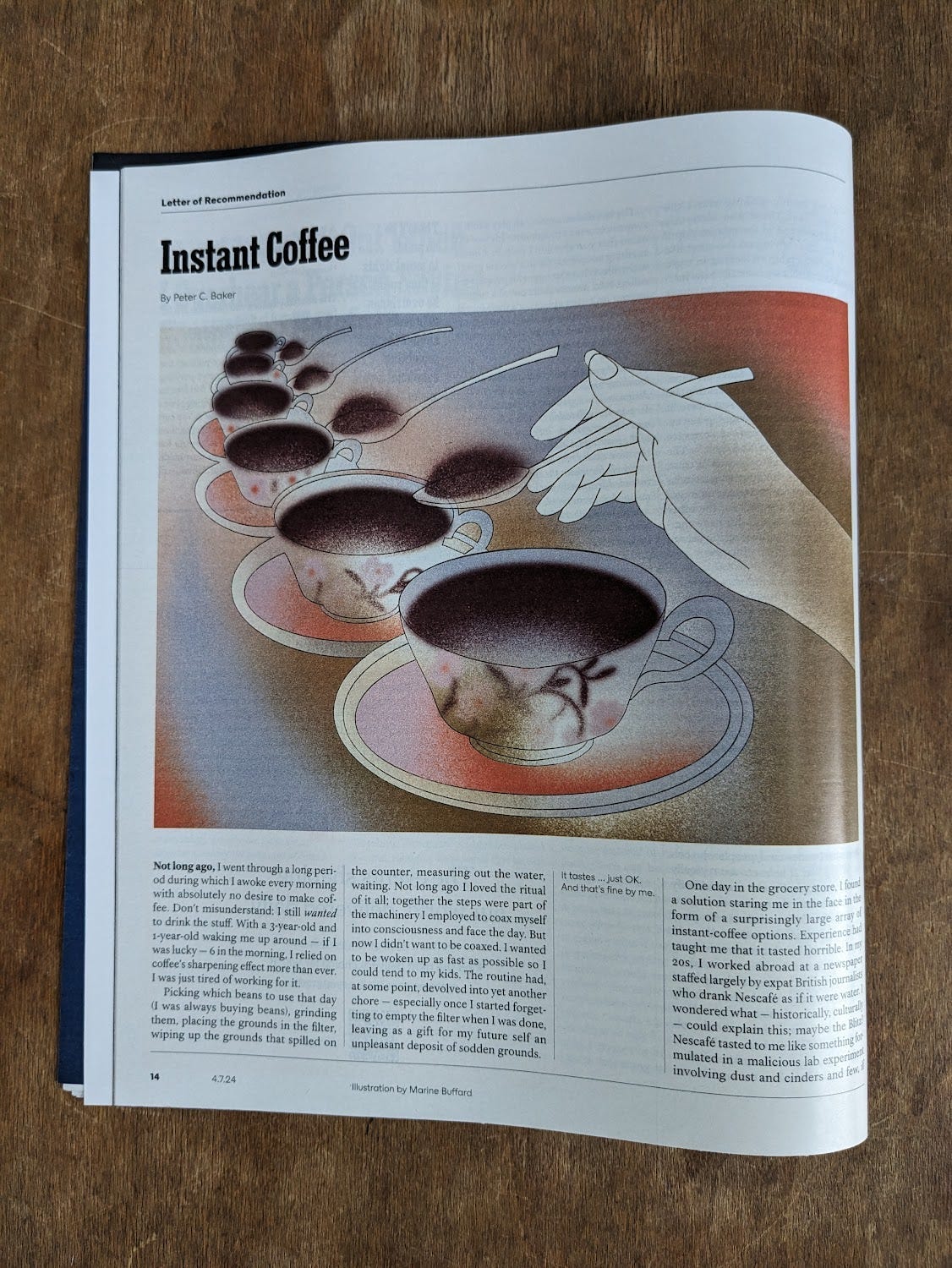 A magazine with a picture of coffee

Description automatically generated