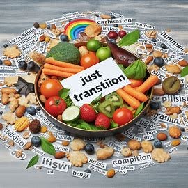 a literal word salad using terms related to inclusion and a "just transition". Image 1 of 4