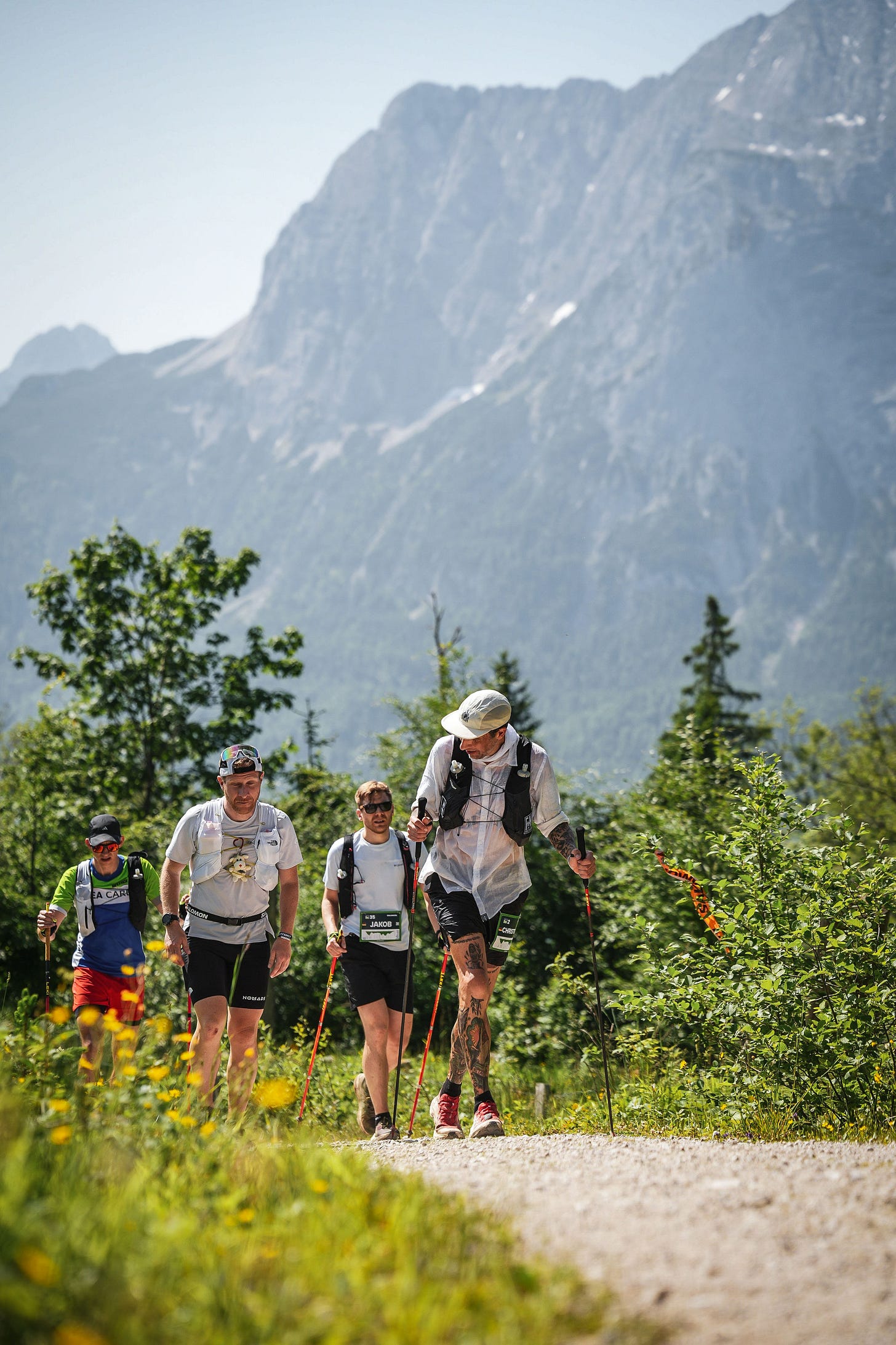 The author chatting with a trail companion