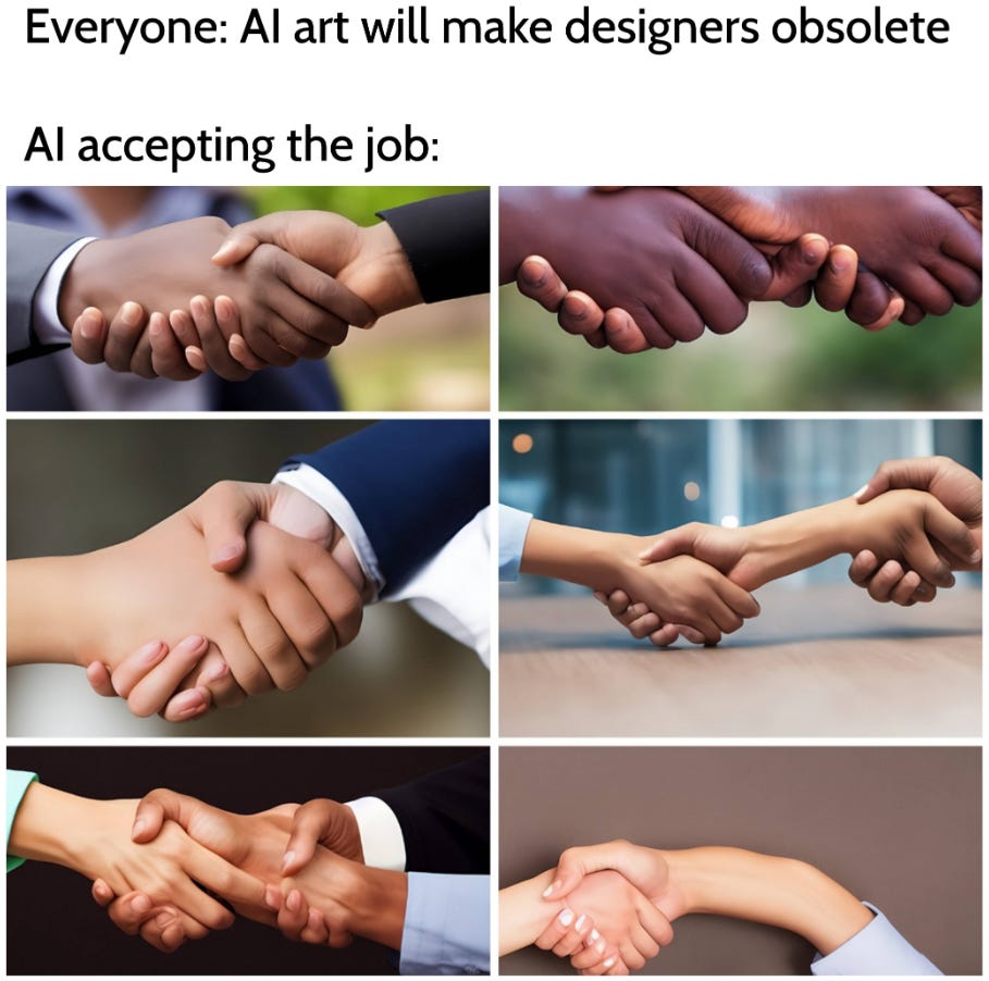 Everyone: AI art will make designers obsolete. AI accepting the job.